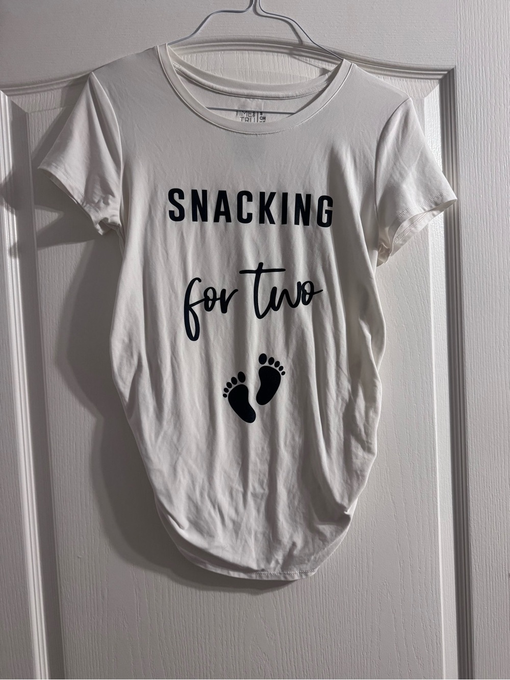 White "Snacking for Two" Maternity Tee